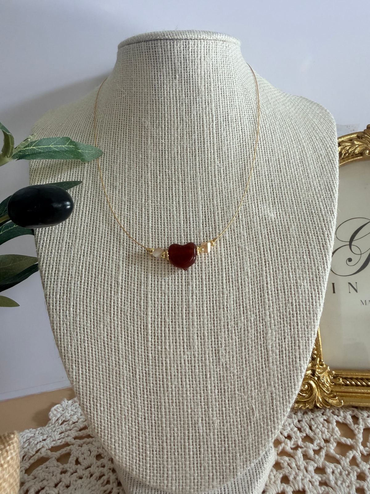 Burgundy Heart Necklace